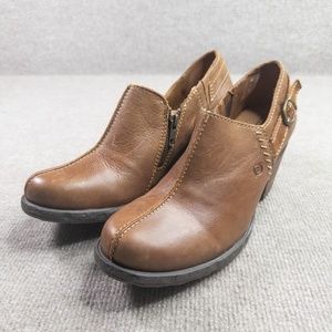 Born B.O.C Shoes Womens Size 8 Brown Leather Bohemian Zip 2.5" Block Heels #3092